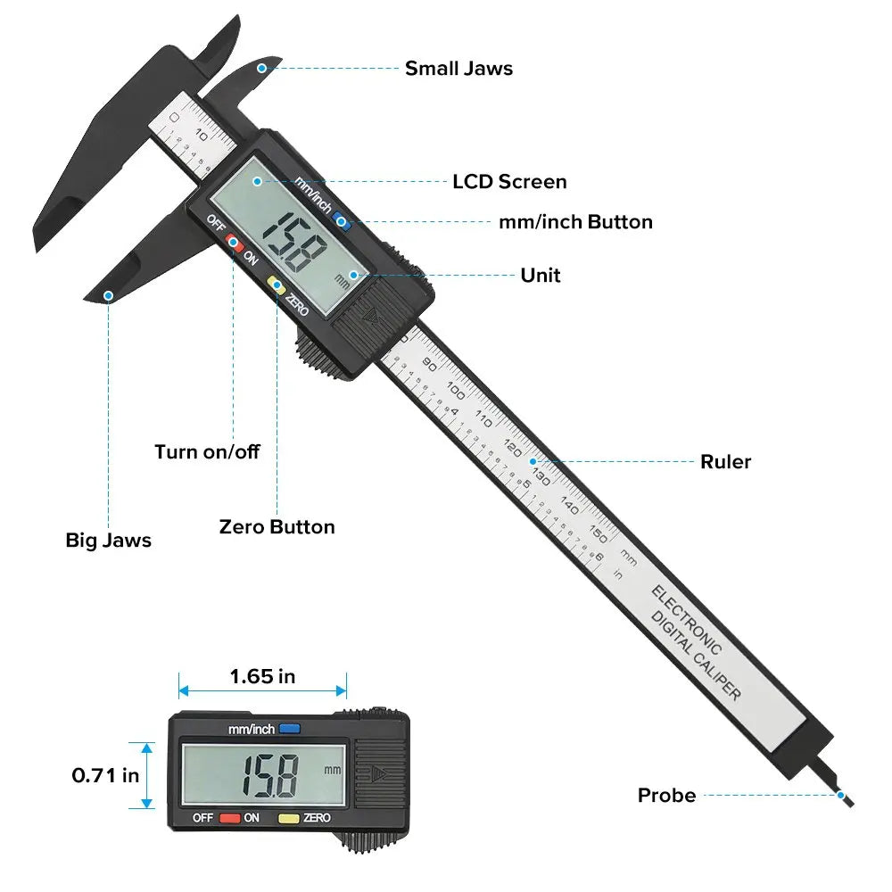 150mm 100mm Electronic Digital Caliper Carbon Fiber Dial Vernier Caliper Gauge Micrometer Measuring Tool