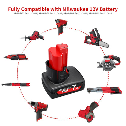 For Milwaukee M12 12V Battery 7000mAh Li-ion Replacement XC