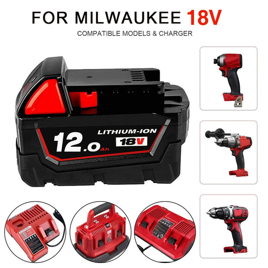 18V For Milwaukee M18 Battery M18B6 XC 9.0 Ah Li-Ion Or Charger