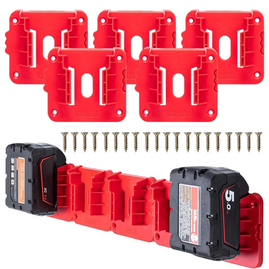 5 Pack Battery Holder/Battery Mount For Milwaukee 18V