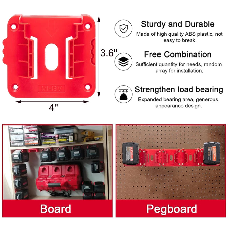 5 Pack Battery Holder/Battery Mount For Milwaukee 18V