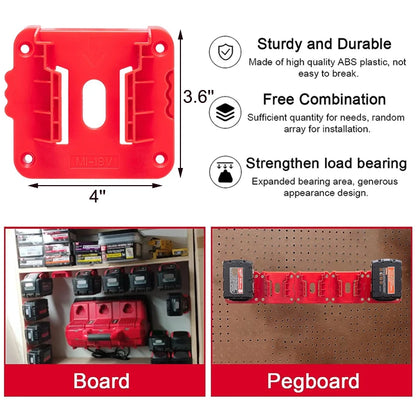 5 Pack Battery Holder/Battery Mount For Milwaukee 18V