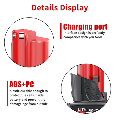 For Milwaukee M12 12V Battery 7000mAh Li-ion Replacement XC