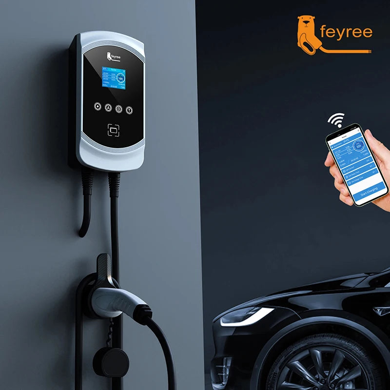 Feyree EV Charger 32A 7.6KW Electric Vehicle Car Charger EVSE 11KW 22KW 3Phase Type2 Cable IEC62196-2 Socket