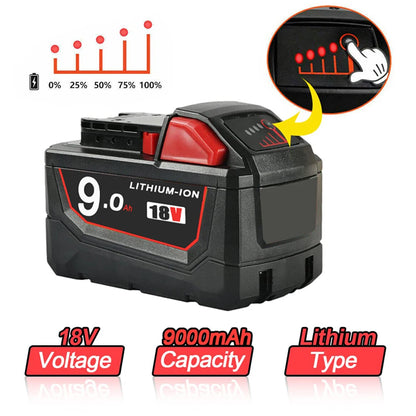 18V For Milwaukee M18 Battery M18B6 XC 9.0 Ah Li-Ion Or Charger