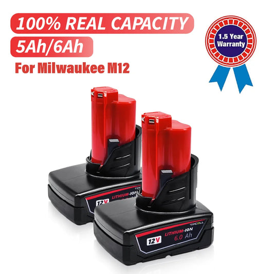 12V 6000mAh Rechargeable Battery for Milwaukee M12 XC