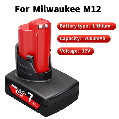 For Milwaukee M12 12V Battery 7000mAh Li-ion Replacement XC